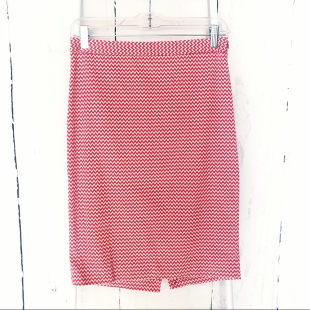 The Limited Red and White Lined Pencil Skirt
